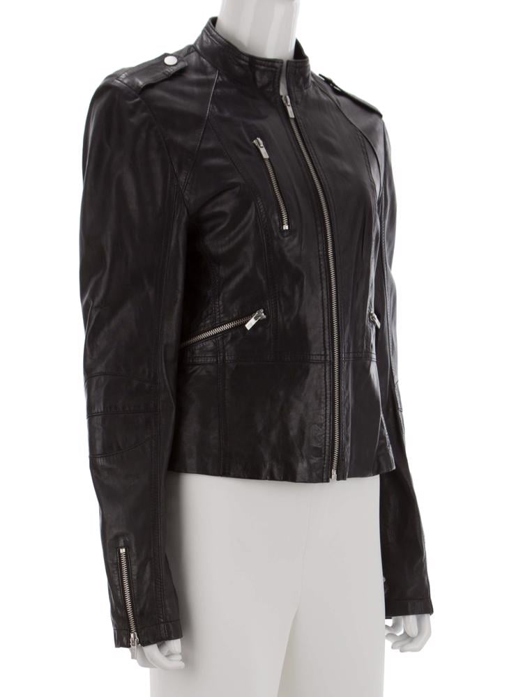 Bayan Siyah BLACK RIVET DERİ CEKET