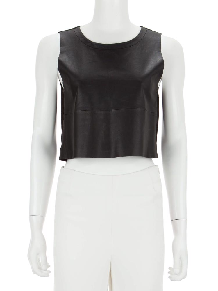 Bayan Siyah LOVE LEATHER DERİ BLUZ