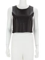 Bayan Siyah LOVE LEATHER DERİ BLUZ