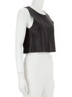 Bayan Siyah LOVE LEATHER DERİ BLUZ