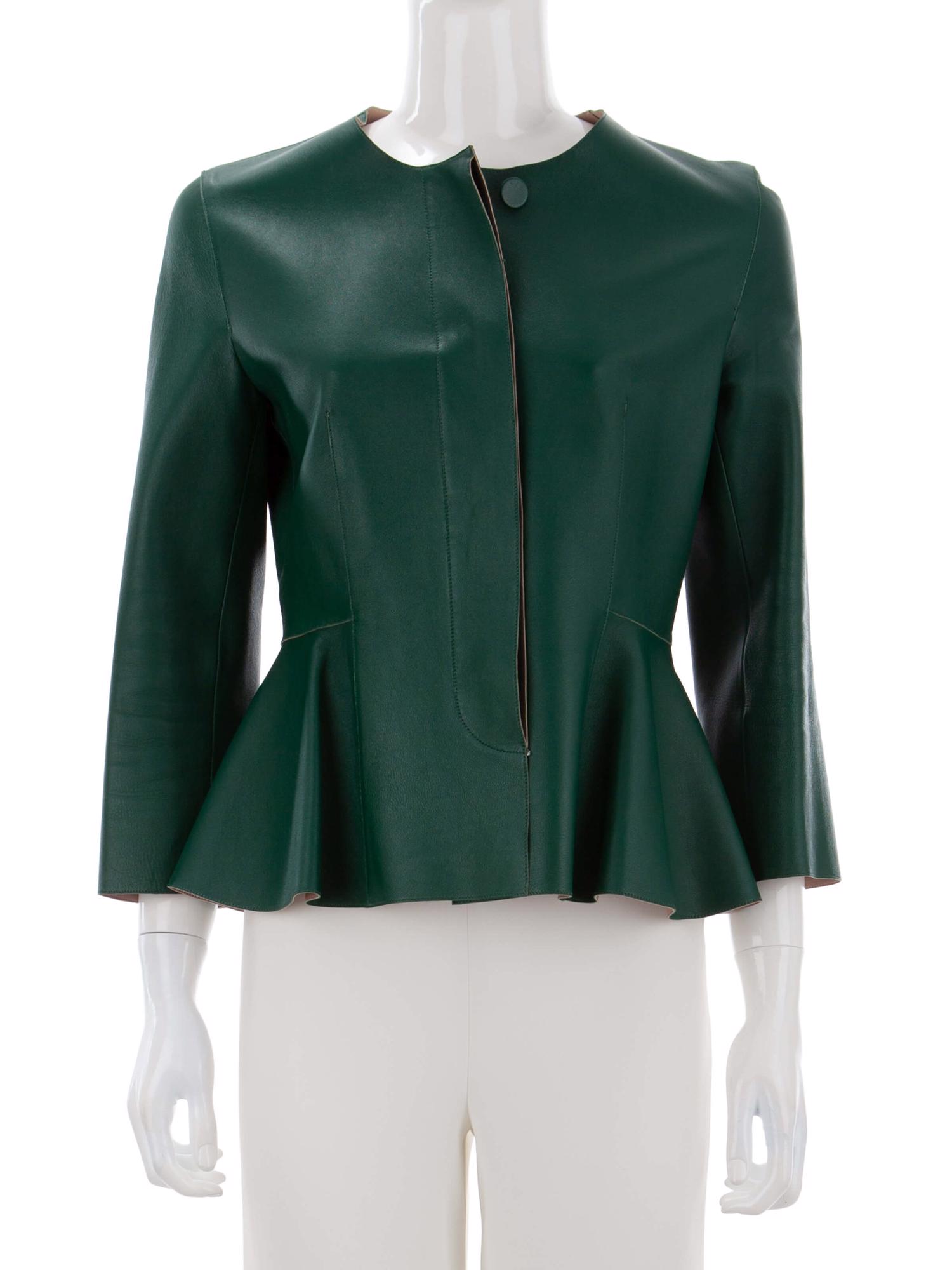 Bayan Yeşil MARNI DERİ CEKET