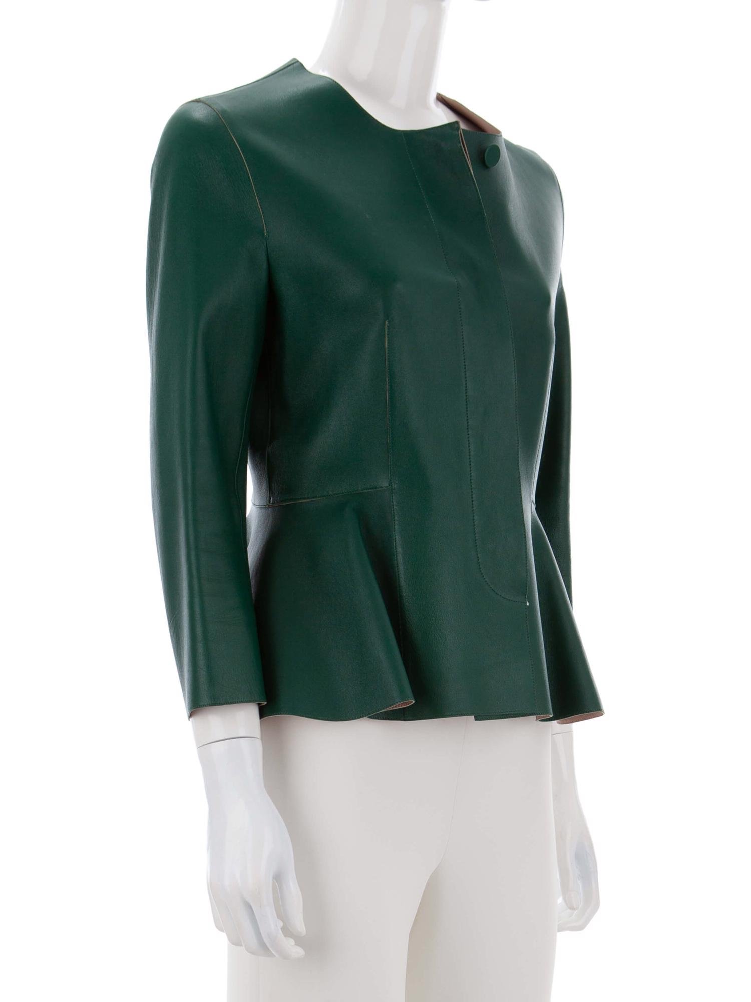 Bayan Yeşil MARNI DERİ CEKET