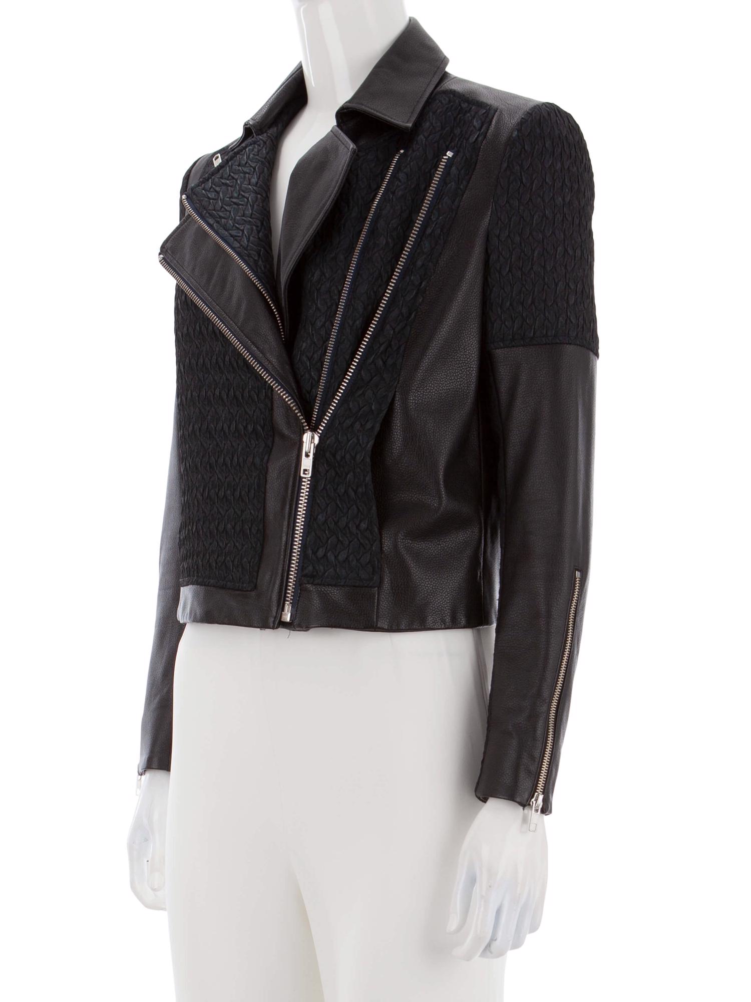 Bayan Lacivert HELMUT LANG DERİ CEKET