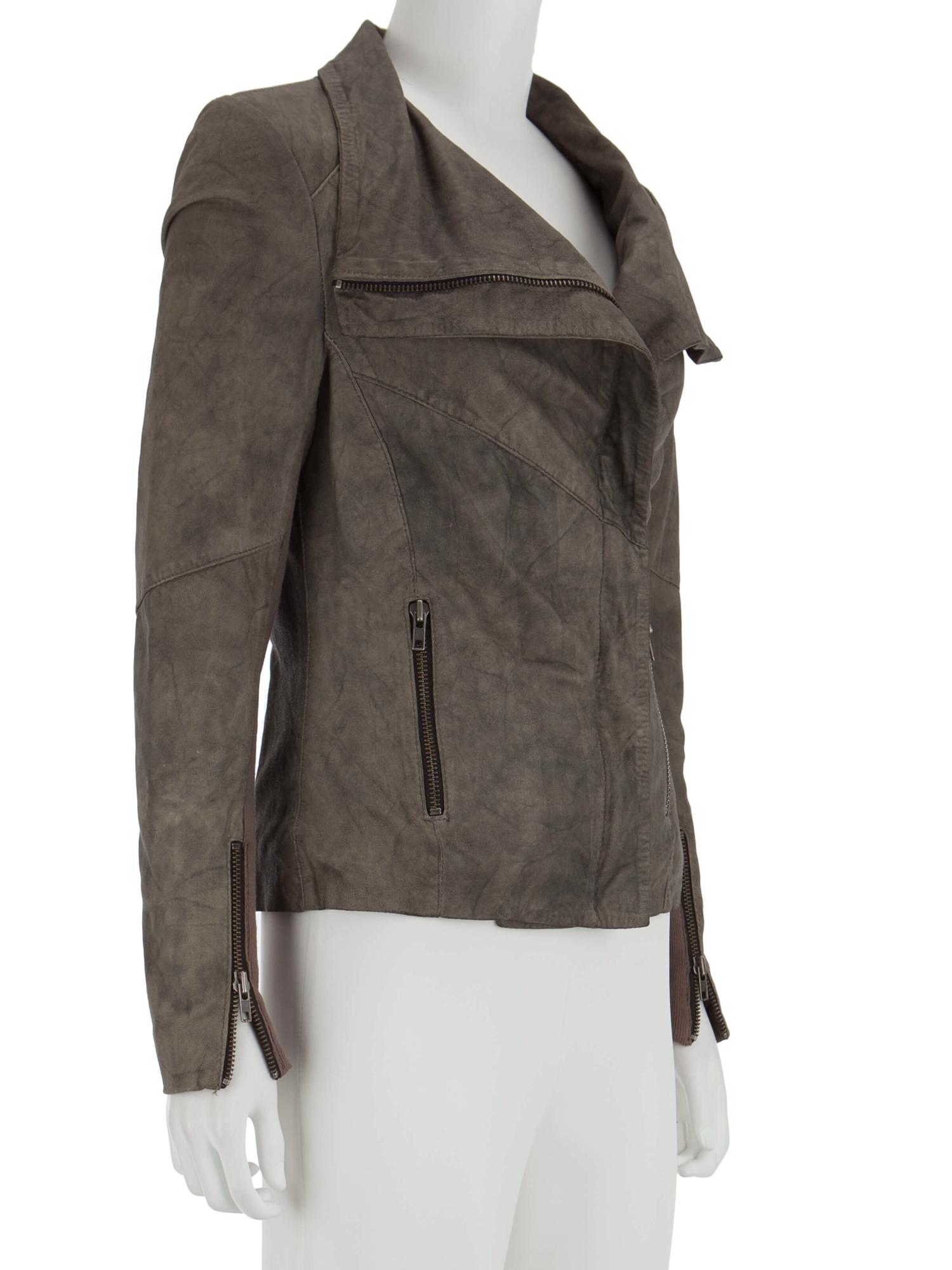 Bayan Gri MUUBAA DERİ CEKET