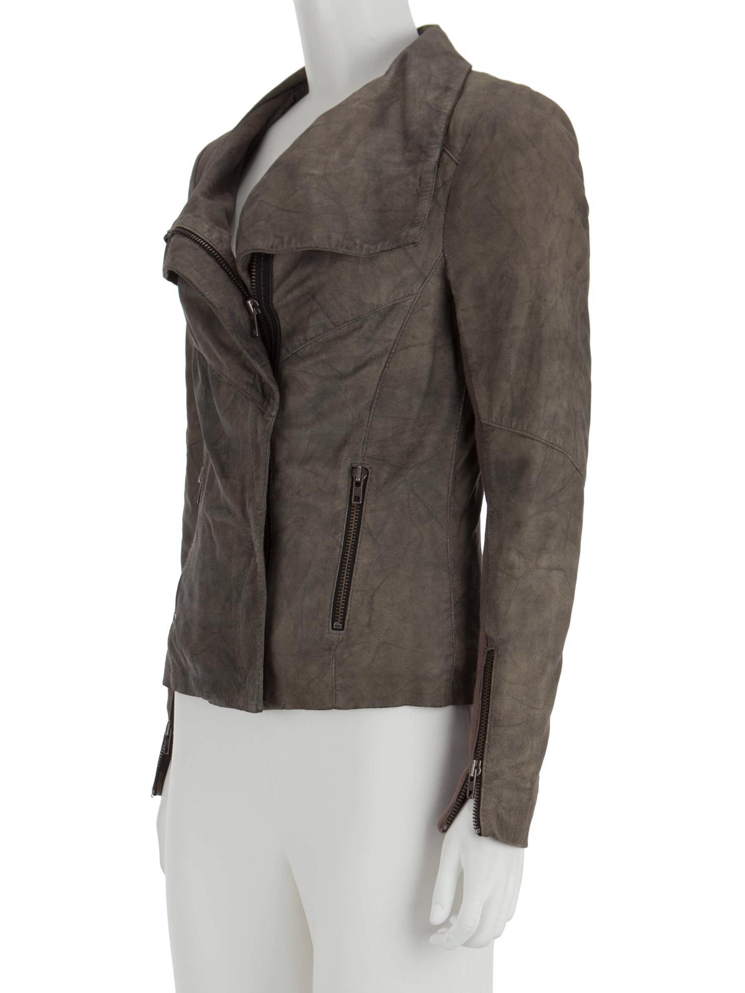 Bayan Gri MUUBAA DERİ CEKET