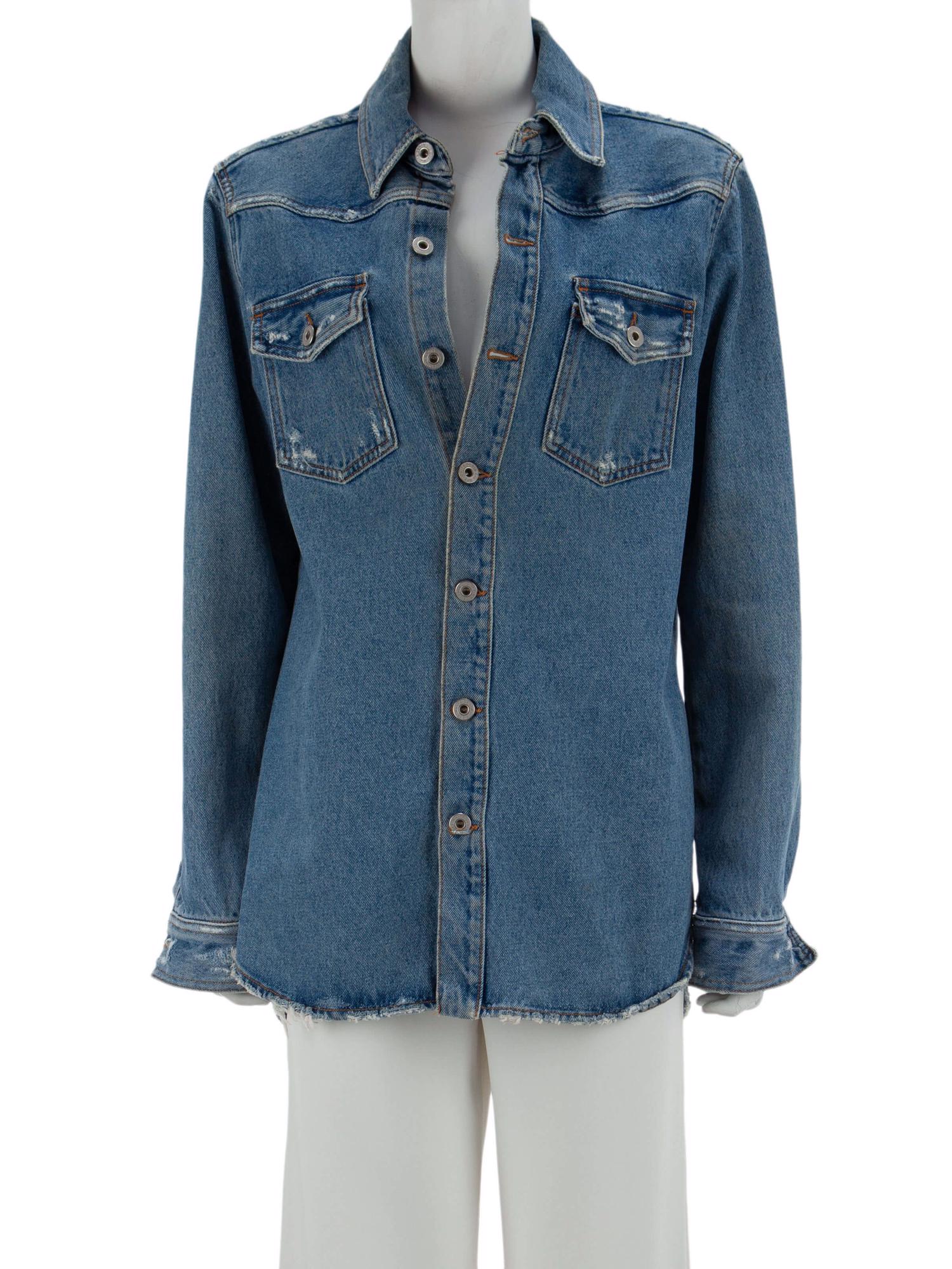 Bayan Mavi OFF-WHITE JEAN CEKET