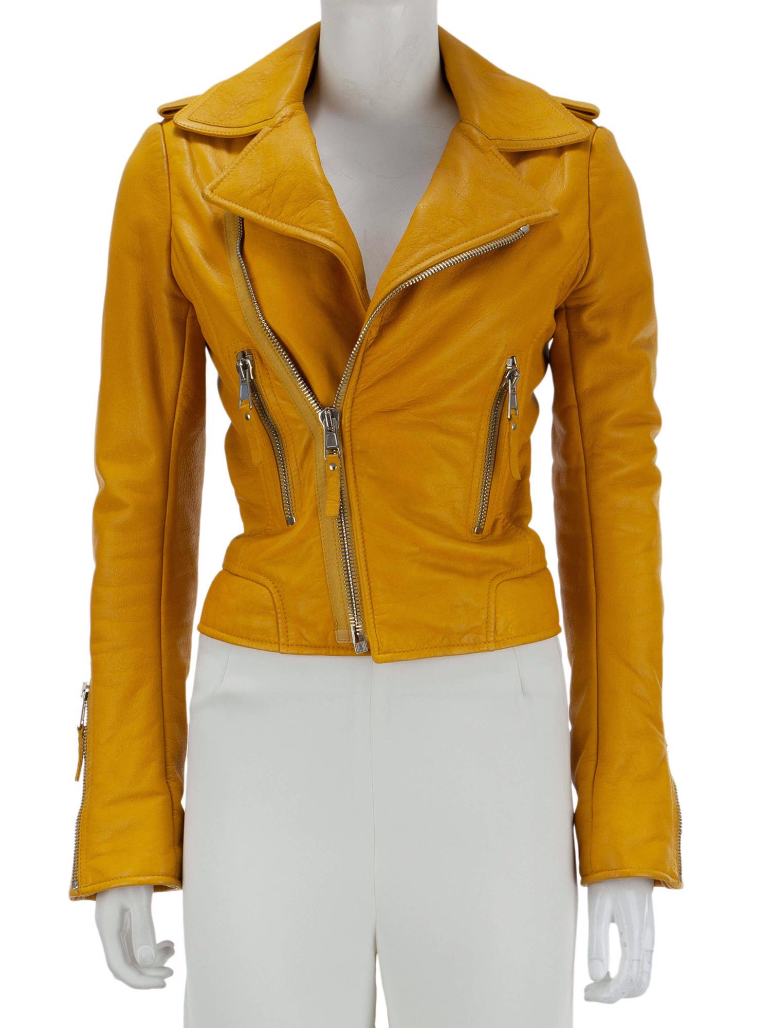 Bayan Sarı BALENCIAGA DERİ CEKET