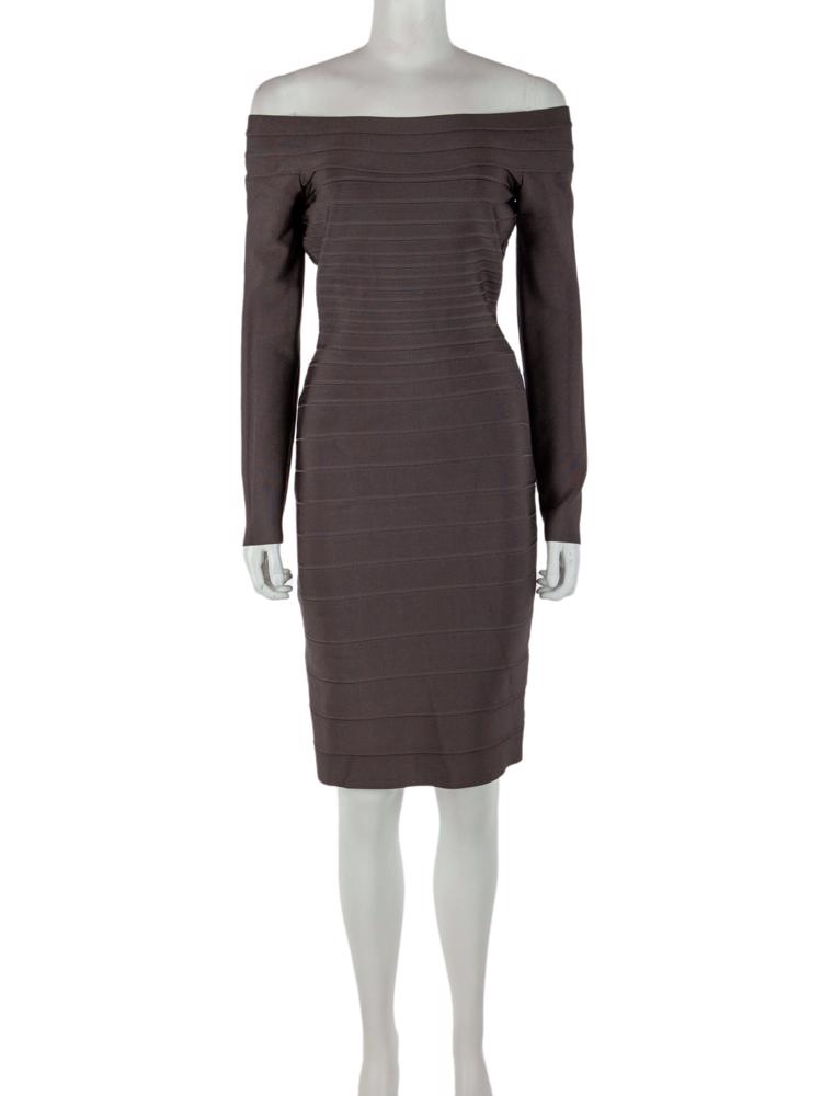 Bayan Gri HERVE LEGER ELBİSE