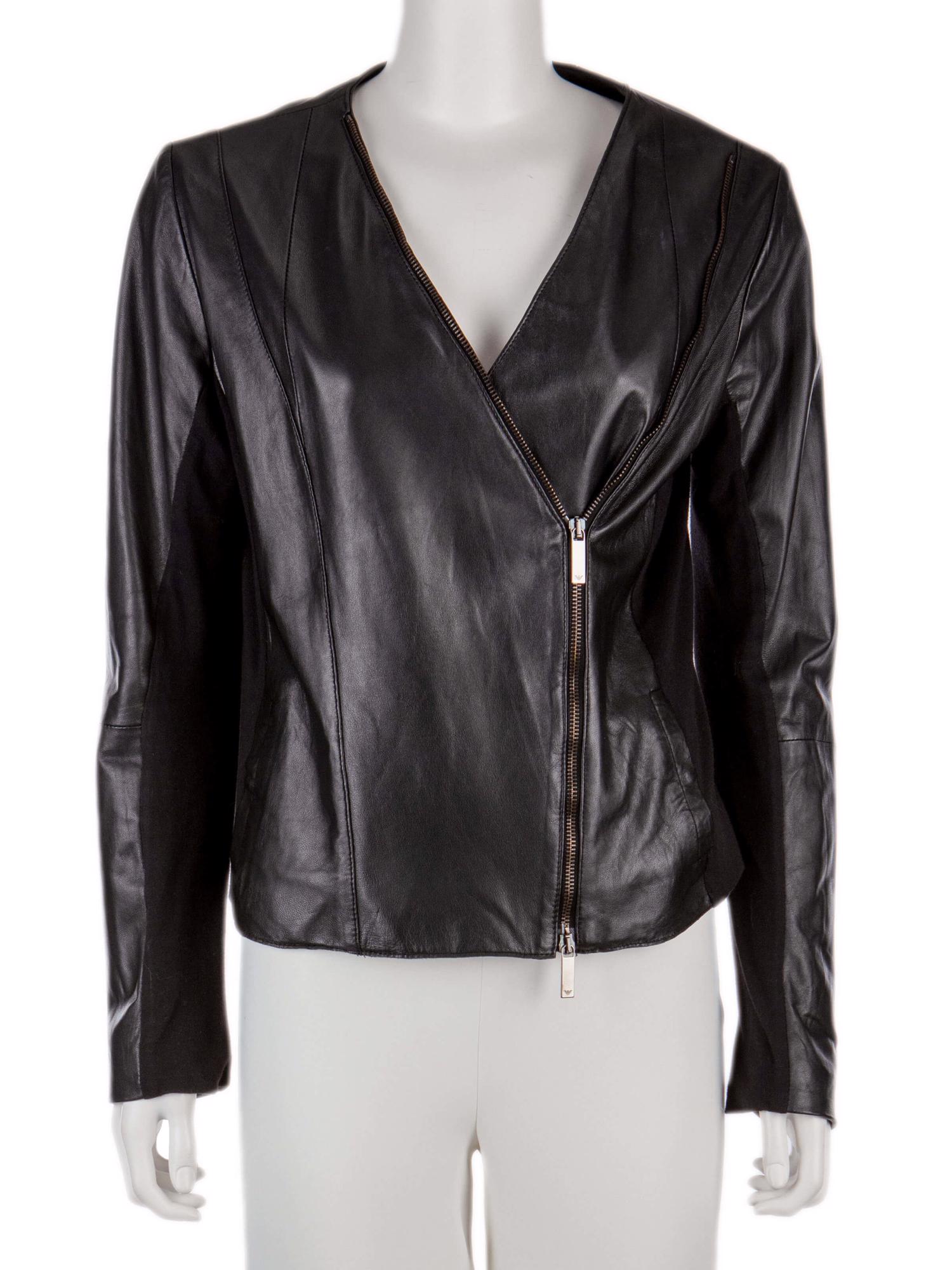 Bayan Siyah EMPORIO ARMANI DERİ CEKET