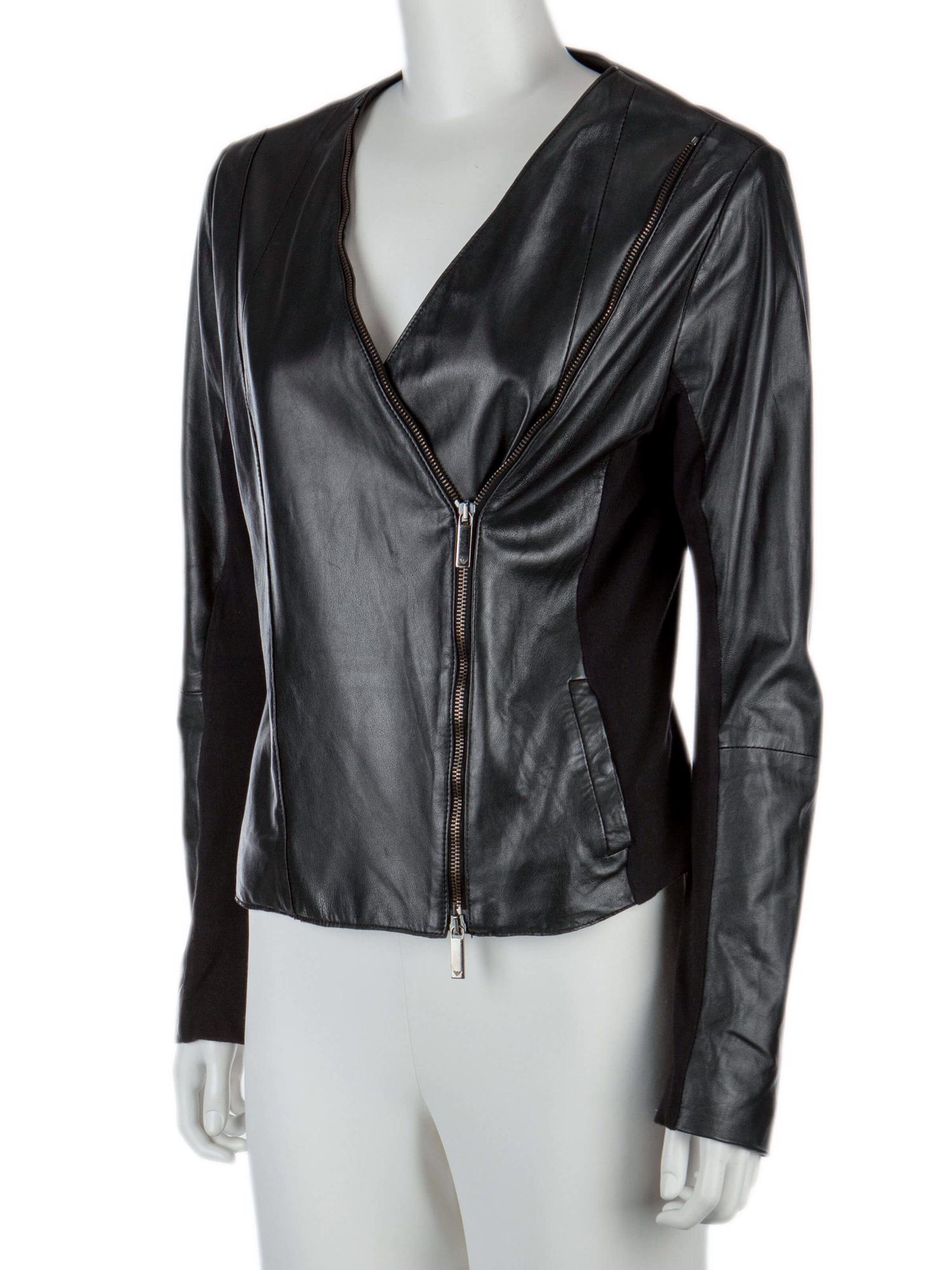 Bayan Siyah EMPORIO ARMANI DERİ CEKET