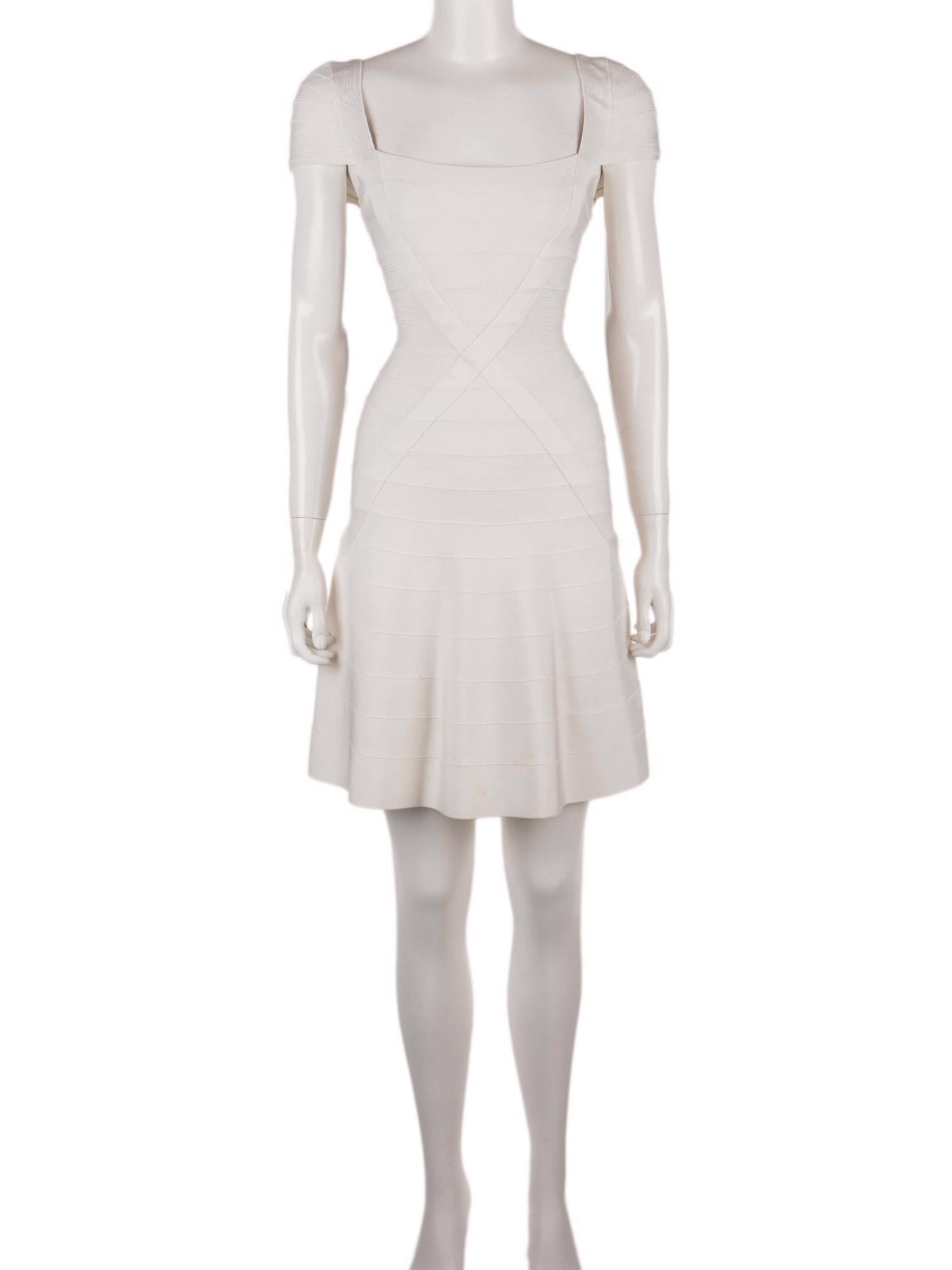 Bayan Krem HERVE LEGER ELBİSE