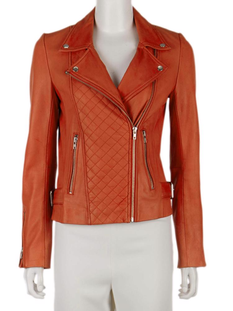 Bayan Turuncu MAJE DERİ CEKET