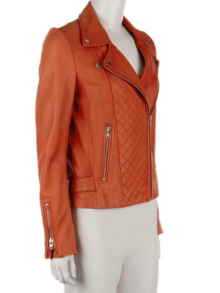 Bayan Turuncu MAJE DERİ CEKET