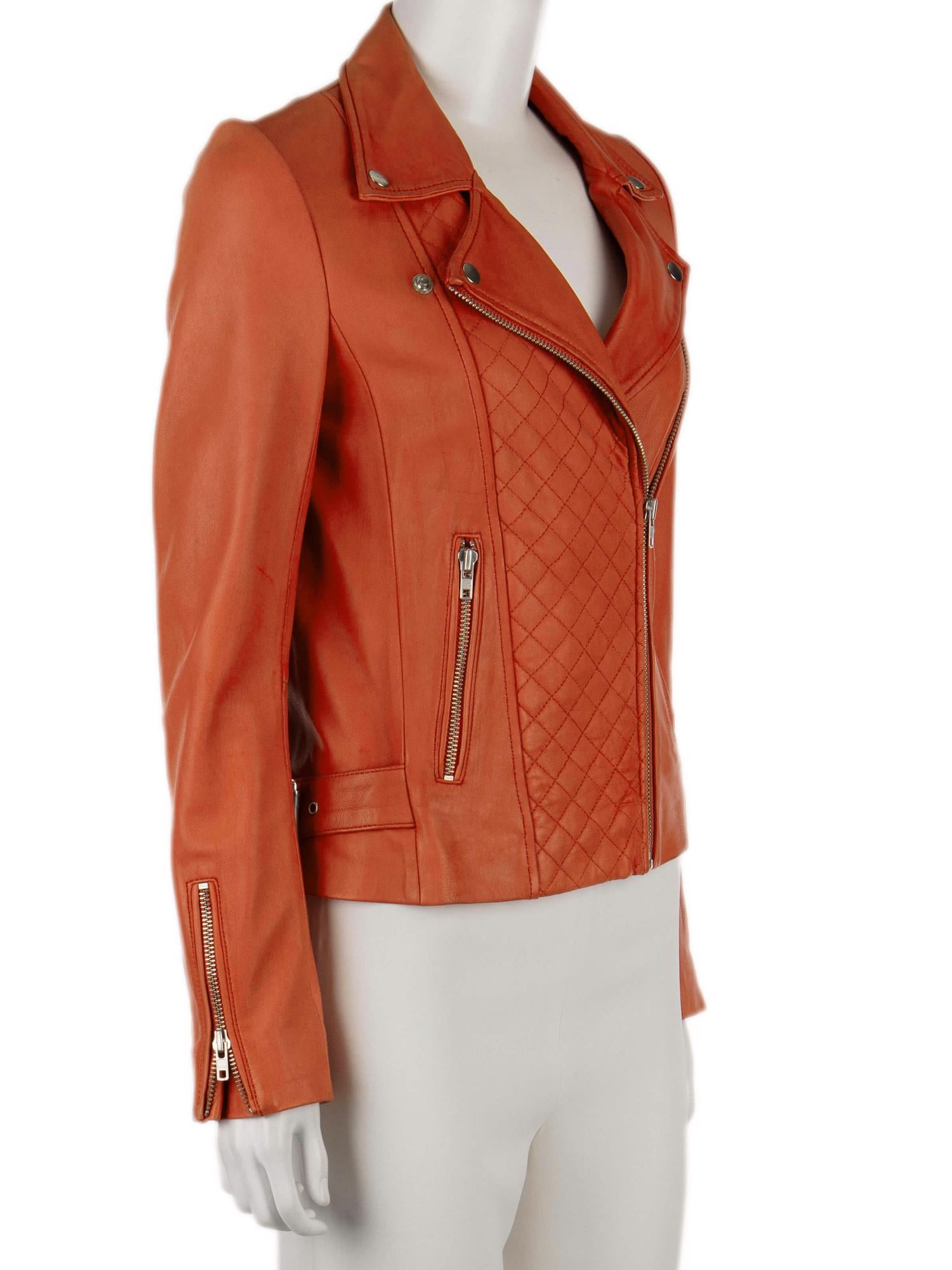 Bayan Turuncu MAJE DERİ CEKET