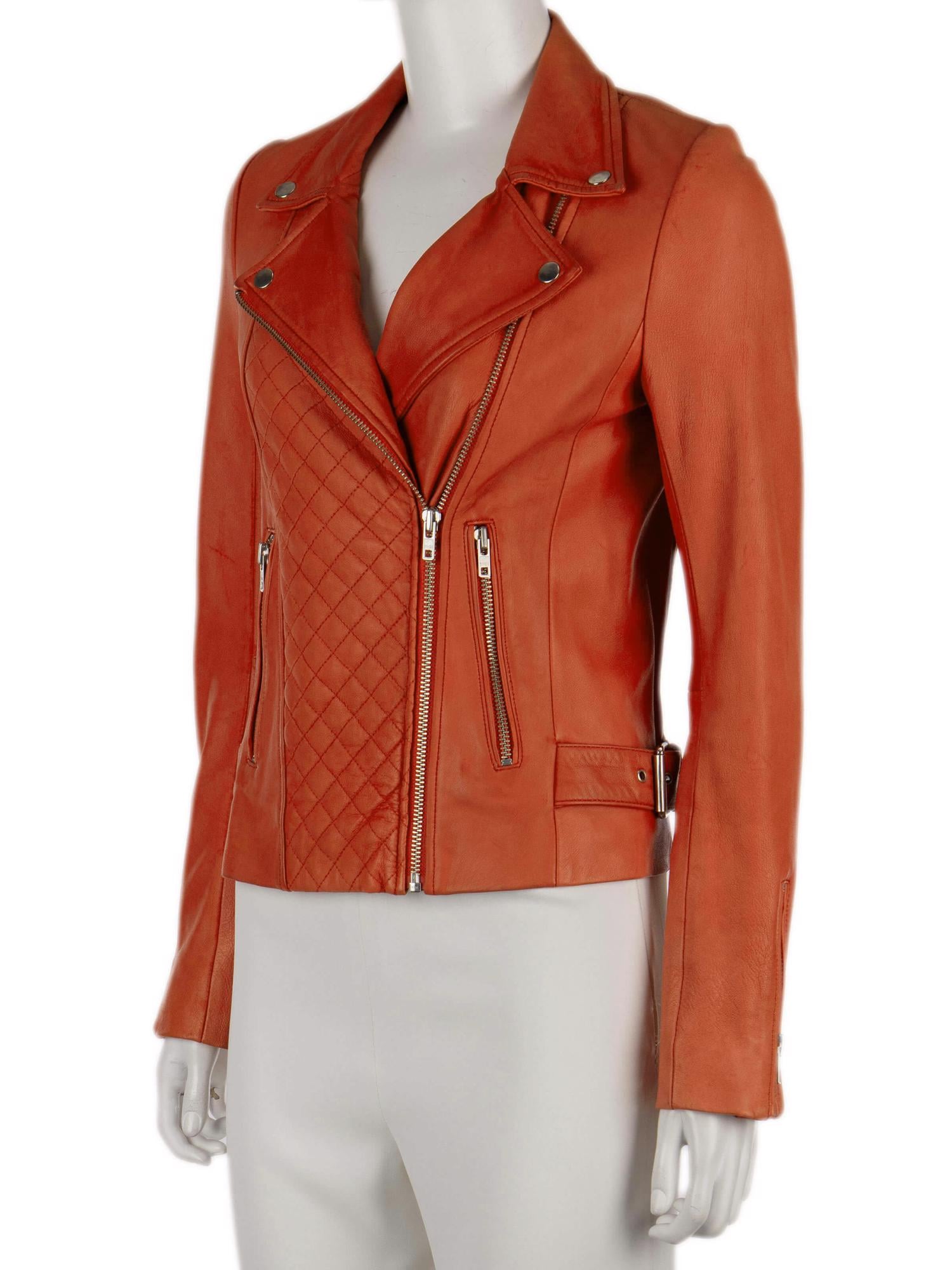 Bayan Turuncu MAJE DERİ CEKET