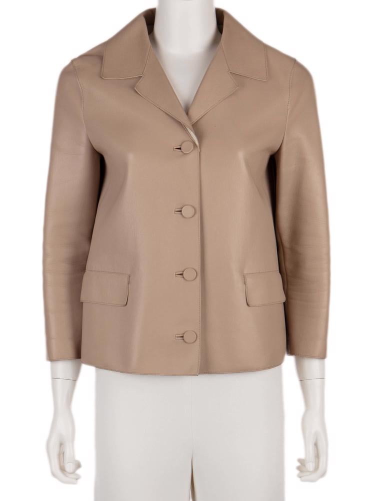 Bayan Bej MARNI DERİ CEKET