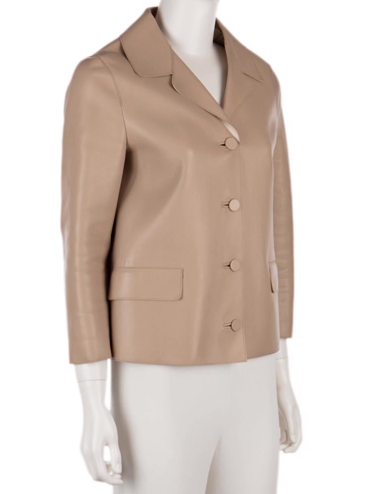 Bayan Bej MARNI DERİ CEKET