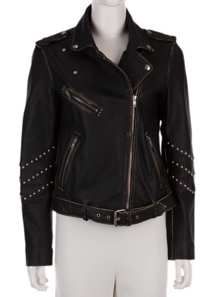 Bayan Siyah MAJE DERİ CEKET