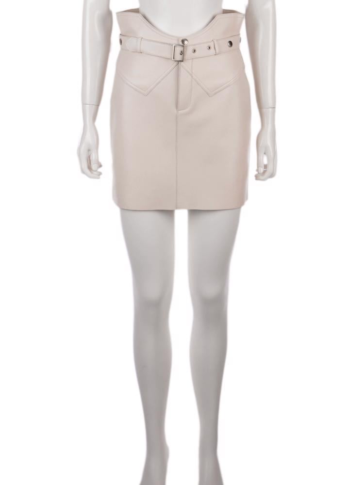 Bayan Krem SAINT LAURENT DERİ ETEK