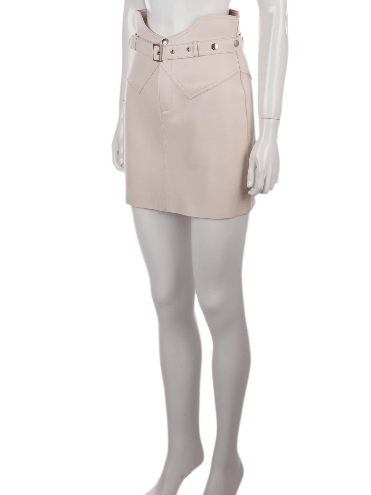 Bayan Krem SAINT LAURENT DERİ ETEK