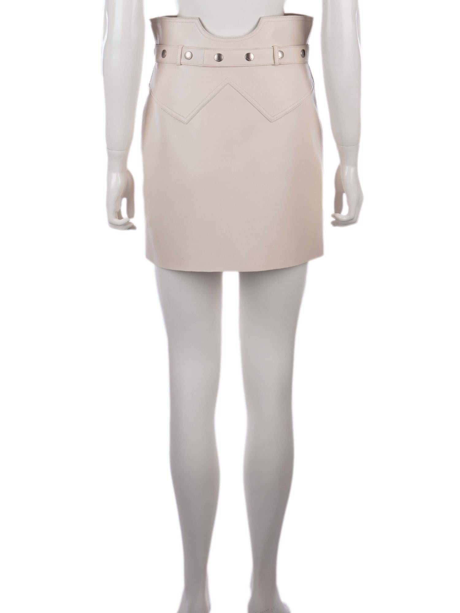 Bayan Krem SAINT LAURENT DERİ ETEK