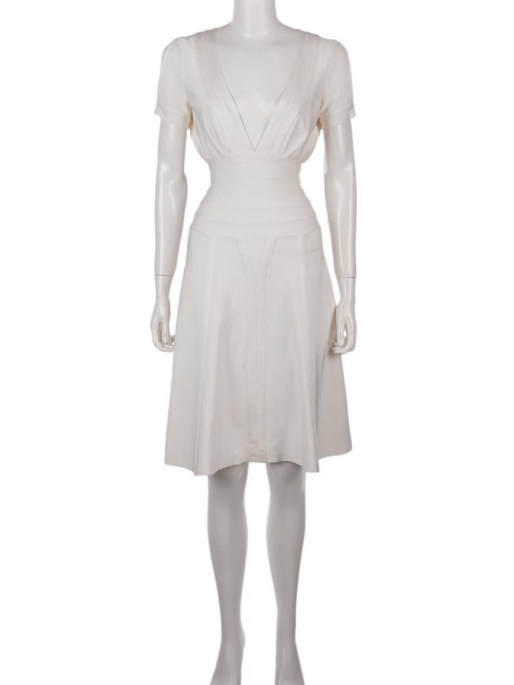 Bayan Krem HERVE LEGER ELBİSE